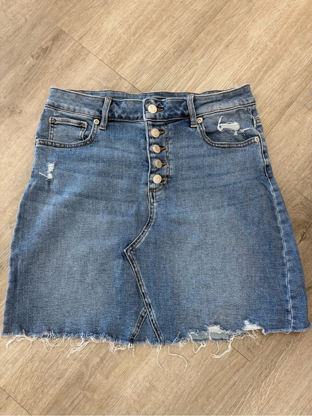 Maurices 5-Button Denim Skirt - Frayed Hem